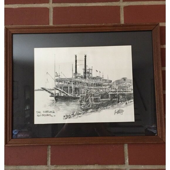 Brent McCarthy Signed Framed Lithograph on paper New Orleans The Natchez ‘81 - Picture 1 of 12